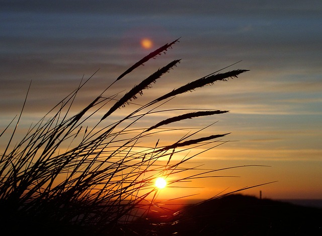 The sun at golden hour on a Danish beach