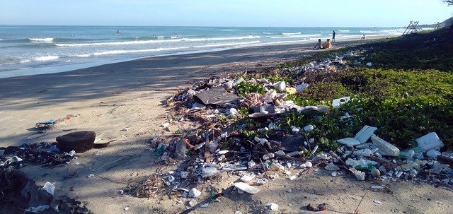Plastic pollution on the beach